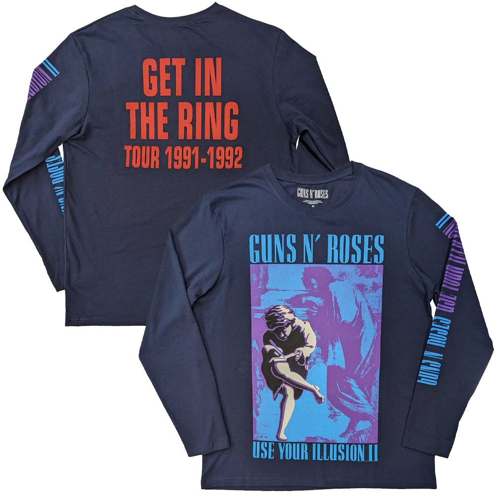 GUNS N ROSES ガンズアンドローゼズ (結成 40周年 ) - Get In The Ring Tour '91-'92 / バック&アームプリントあり / 長袖 / Tシャツ / メンズ 【公式 / オフィシャル】
